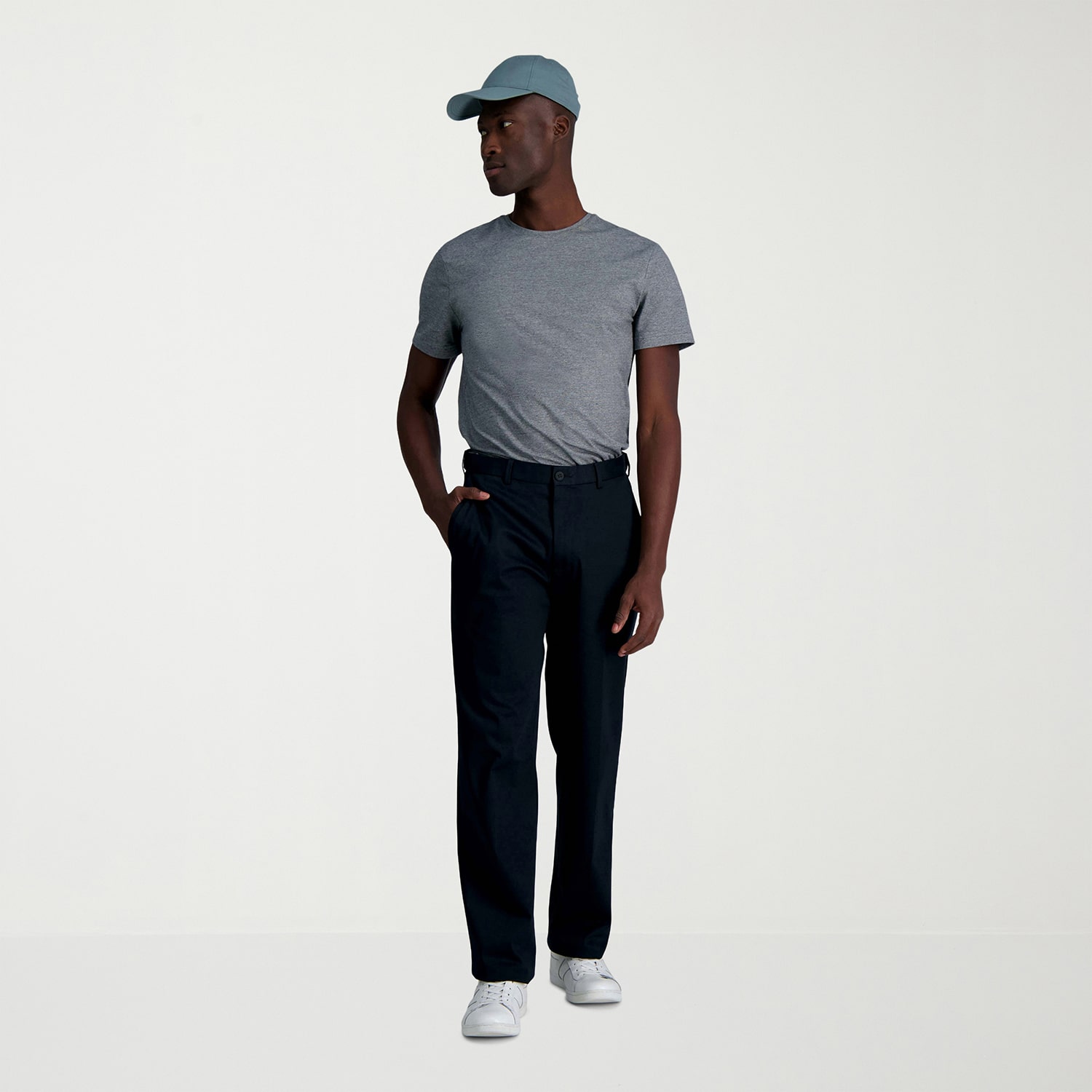 Haggar Wrinkle Free Performance Khaki Mens Classic Fit Flat Front Pant