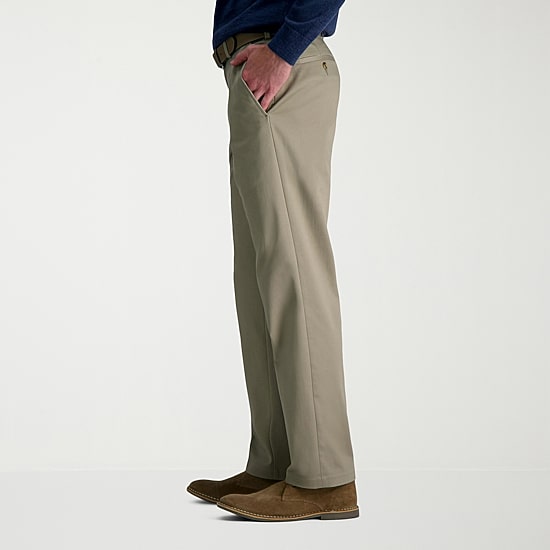 Haggar Wrinkle Free Performance Khaki Mens Classic Fit Flat Front Pant