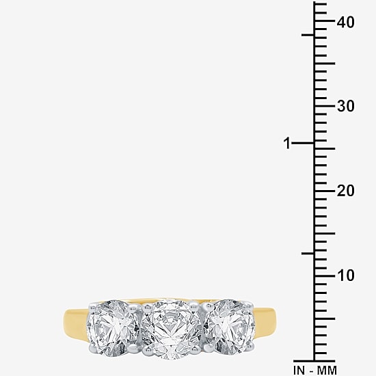 (G / SI1-SI2) Womens 2 1/4 CT. T.W. Lab Grown White Diamond 10K Gold Round 3-Stone Engagement Ring