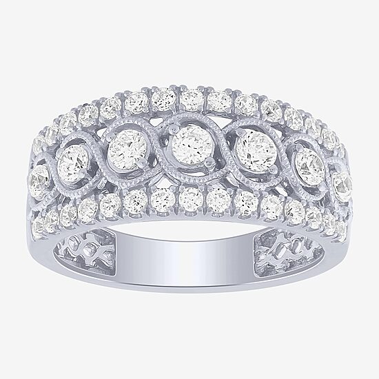 (G / Si2) Womens 9M 1 CT. T.W. Lab Grown White Diamond 10K Gold Anniversary Band