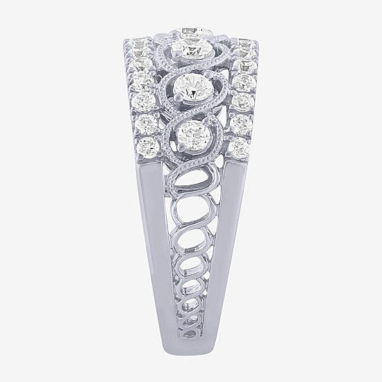 (G / Si2) Womens 9M 1 CT. T.W. Lab Grown White Diamond 10K Gold Anniversary Band