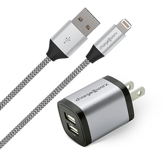 Chargeworx 6 Lightning Connector Dual Usb Charger