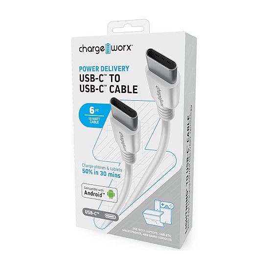 Chargeworx 6Ft Power Delivery Usb-C To Usb-C Cable