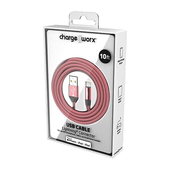 Chargeworx 10Ft Usb Cable Lightning Connector