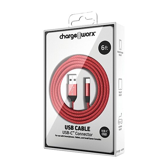 Chargeworx 6Ft Usb C Cable Type C Connector