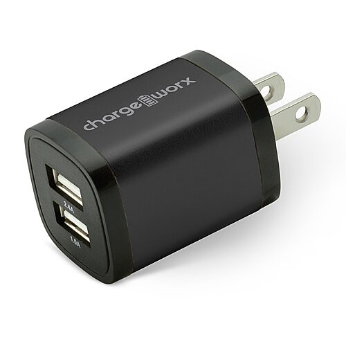Chargeworx Dual Usb Wall Charger, One Size, Black
