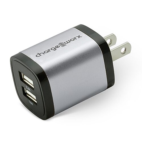 Chargeworx Dual Usb Wall Charger, One Size, Silver