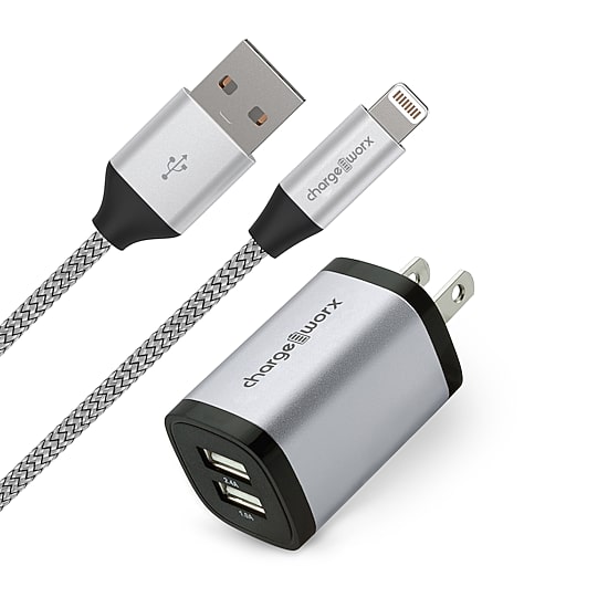 Chargeworx 3 Lightning Connector Dual Usb Charger
