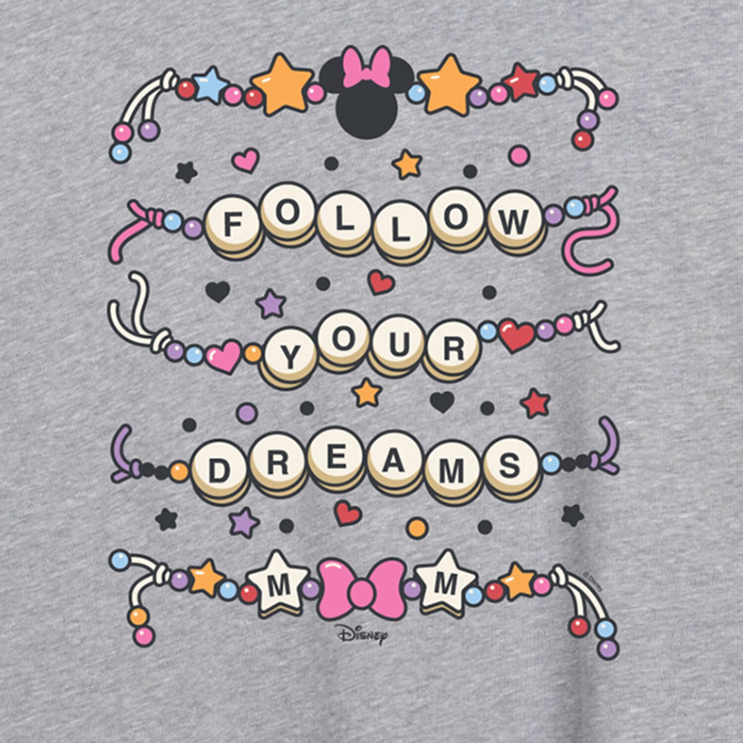 Friendship Bracelet Womens Juniors Crew Neck Short Sleeve Oversized Minnie Mouse Graphic T-Shirt