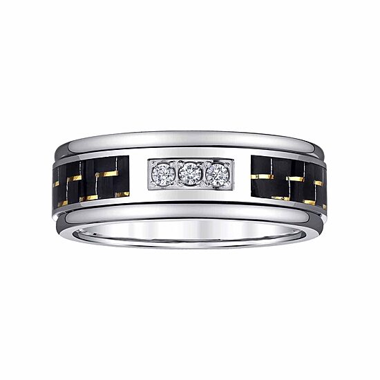 Mens 8MM 1/7 CT. T.W. Natural White Diamond Tungsten Wedding Band