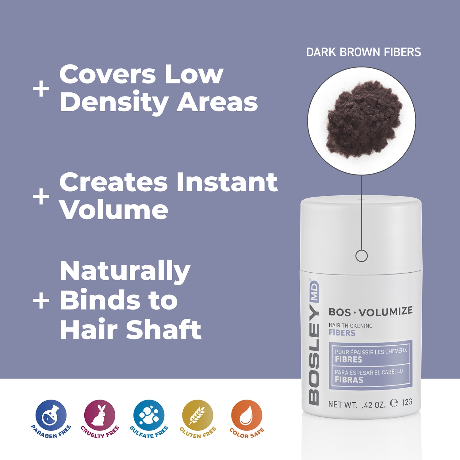 BosleyMD Hair Thickening Fibers Dark Brown Styling Product 1 oz.