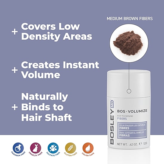 BosleyMD Hair Thickening Fibers Medium Brown Styling Product 1 oz.