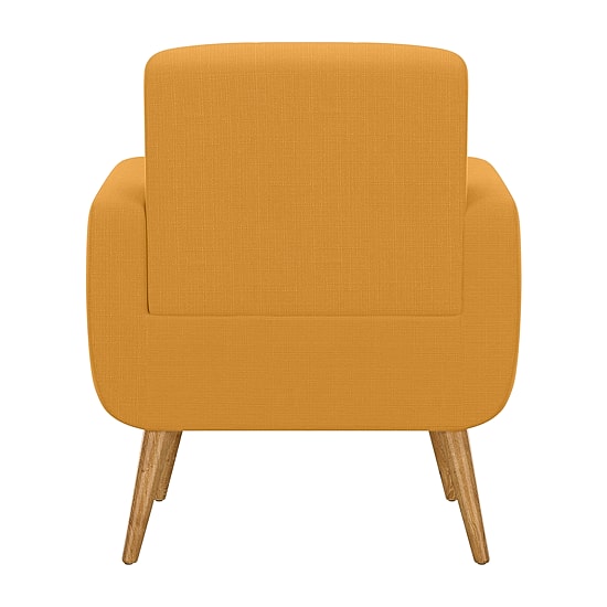 Kingston Mid-Century Modern Accent Armchair in Linen with Legs in a Natural Finish