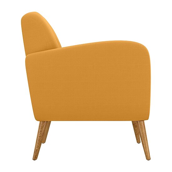 Kingston Mid-Century Modern Accent Armchair in Linen with Legs in a Natural Finish