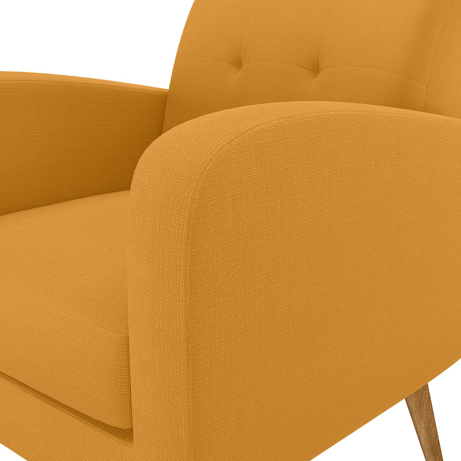 Kingston Mid-Century Modern Accent Armchair in Linen with Legs in a Natural Finish