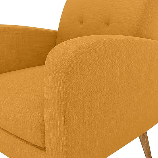 Kingston Mid-Century Modern Accent Armchair in Linen with Legs in a Natural Finish