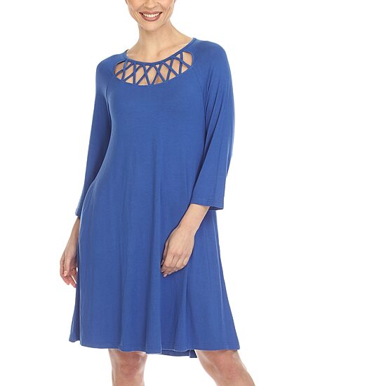 White Mark Womens 3/4 Sleeve Swing Dresses