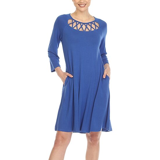 White Mark Womens 3/4 Sleeve Swing Dresses