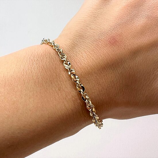 Made in Italy Mens 14K Gold 8 Inch Semisolid Link Chain Bracelet