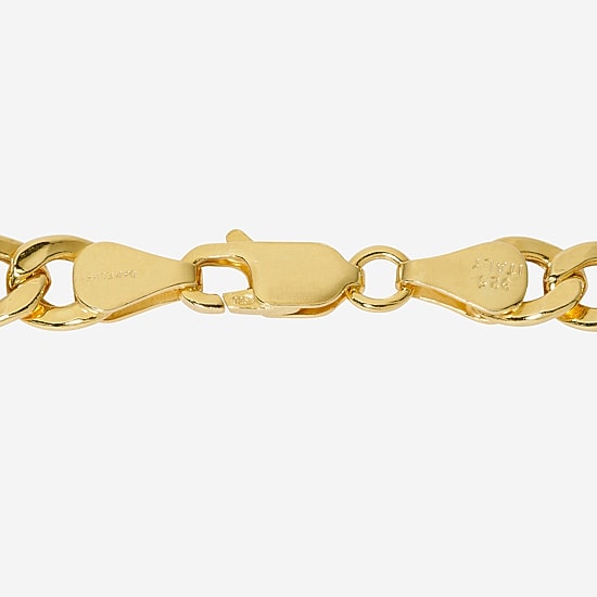 Made in Italy Womens 24K Gold Over Silver 18 Inch Curb Chain Necklace