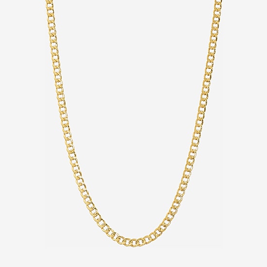 Made in Italy Womens 24K Gold Over Silver 18 Inch Curb Chain Necklace