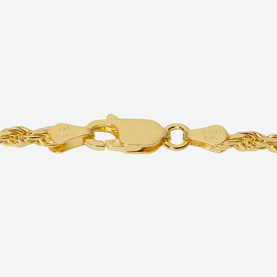 Made in Italy Womens 24K Gold Over Silver 18 Inch Rope Chain Necklace