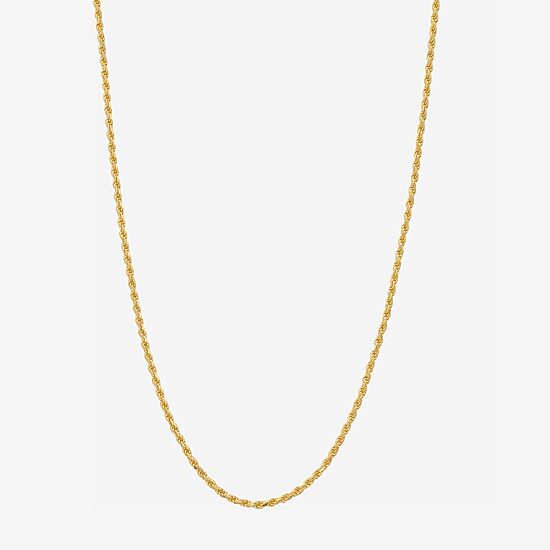 Made in Italy Womens 24K Gold Over Silver 18 Inch Rope Chain Necklace