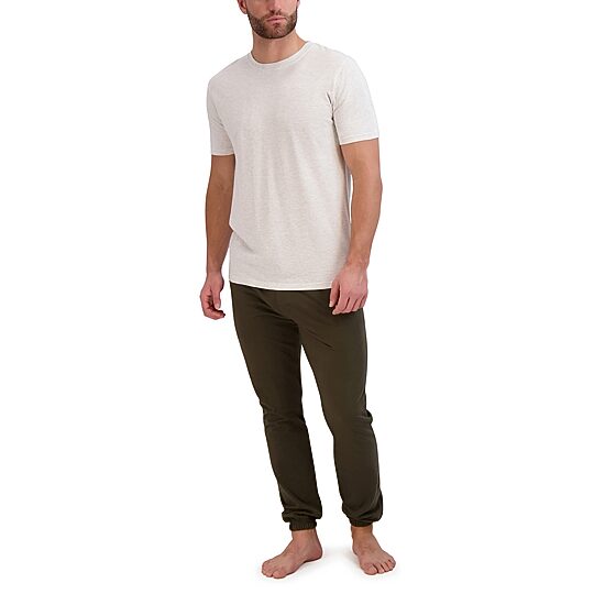 Hanes Mens Crew Neck Short Sleeve 2-pc. Pajama Set