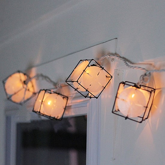 10 Pearlized White and Black Lantern Party Patio Christmas Lights - 7.5 ft White Wire