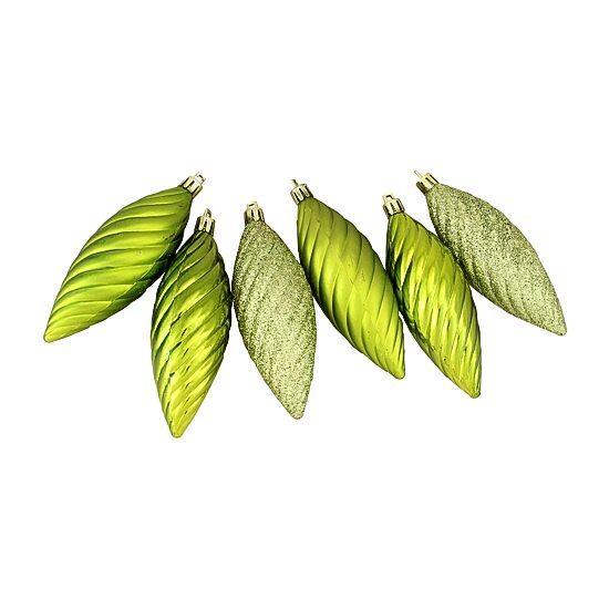125ct Green Shatterproof 3-Finish Tropical Christmas Ornaments 5.5'' (140mm)