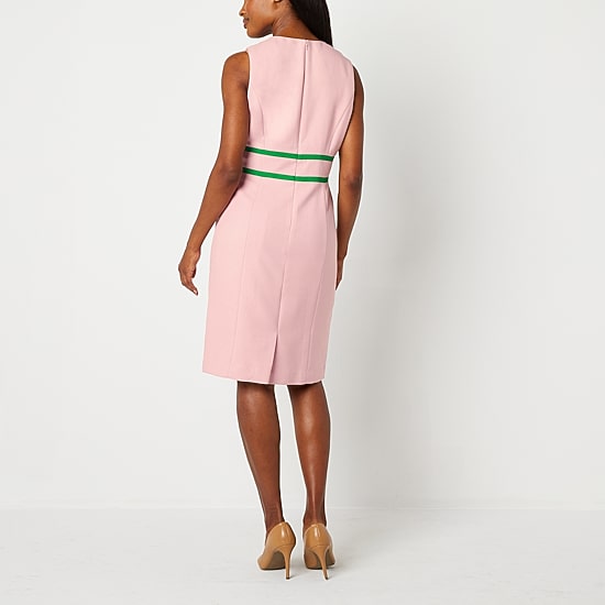 Black Label by Evan-Picone Womens Crew Neck Sleeveless Sheath Dress