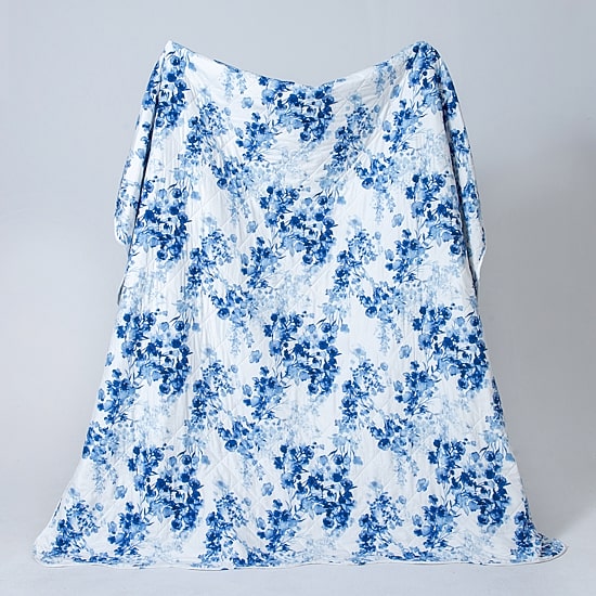 Linery Blue Watercolor Florals Reversible Quilt Set