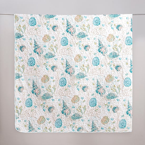 Linery Coastal Seashell Pattern Reversible Quilt Set