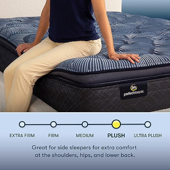 Serta Perfect Sleeper Cobalt Calm 15.25" Plush Pillow Top - Mattress + Box Spring