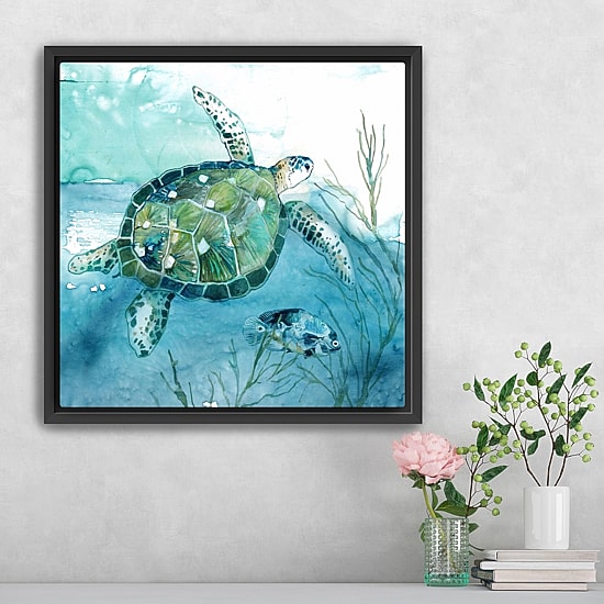 Lumaprints Delray Sea Turtle Framed Canvas Art