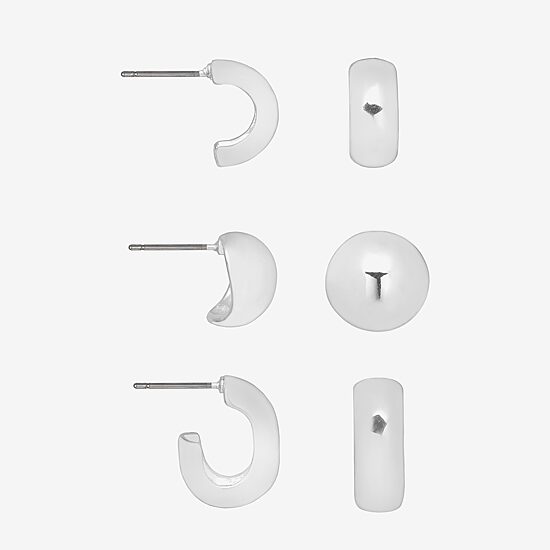 Bijoux Bar Delicates Silver Tone Womens 16mm Hoop Earrings