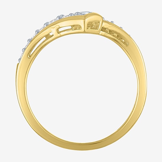 (G-H, Si2-I1) Womens 1/3 CT. T.W. Lab Grown White Diamond 10K Gold Bypass  Cocktail Ring