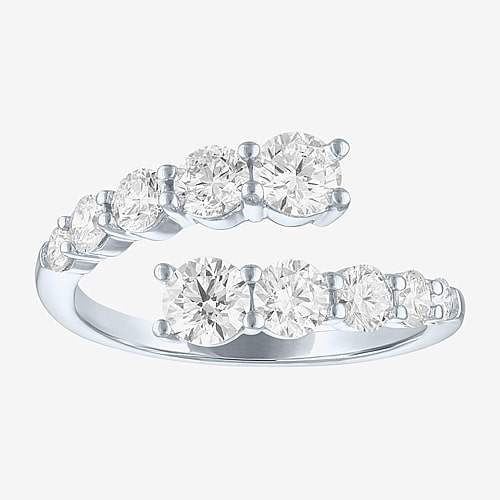 Diamond Addiction (G-H, Si2-I1) Womens 2 CT. T.W. Lab Grown White Diamond 10K Gold Bypass Cocktail Ring, 10, White