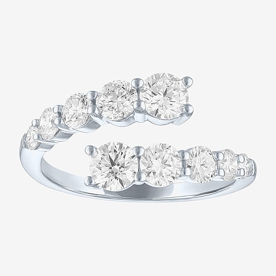 Diamond Addiction (G-H, Si2-I1) Womens 2 CT. T.W. Lab Grown White Diamond 10K Gold Bypass  Cocktail Ring