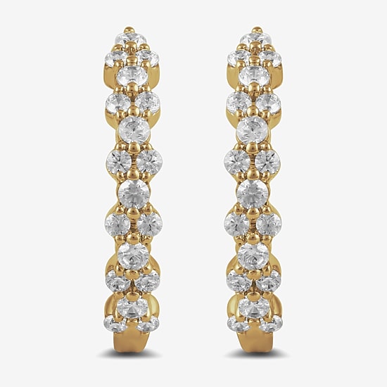 Womens 1/2 CT. T.W. Lab Grown White Diamond 10K Gold 16.8mm Hoop Earrings