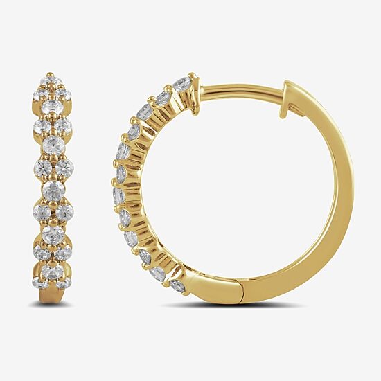 Womens 1/2 CT. T.W. Lab Grown White Diamond 10K Gold 16.8mm Hoop Earrings