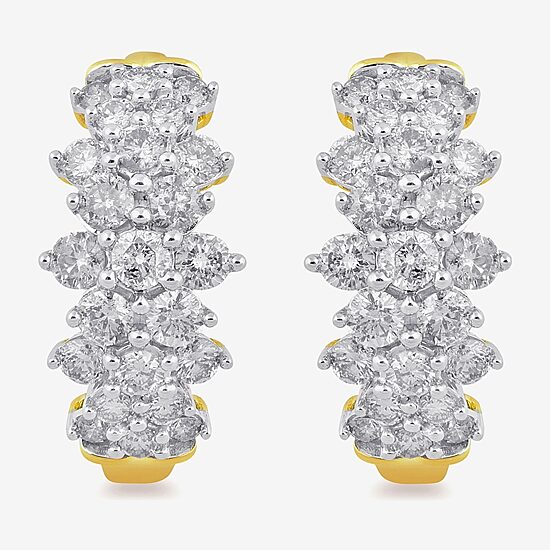 Womens 2 CT. T.W. Lab Grown White Diamond 10K Gold 19.1mm Hoop Earrings