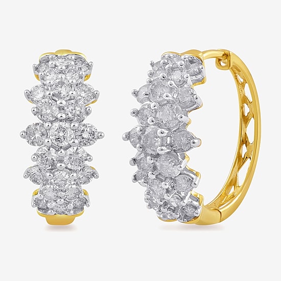 Womens 2 CT. T.W. Lab Grown White Diamond 10K Gold 19.1mm Hoop Earrings