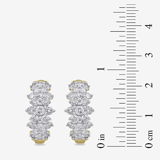 Womens 2 CT. T.W. Lab Grown White Diamond 10K Gold 19.1mm Hoop Earrings