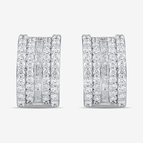 Womens 2 CT. T.W. Lab Grown White Diamond 10K Gold 18.1mm Hoop Earrings