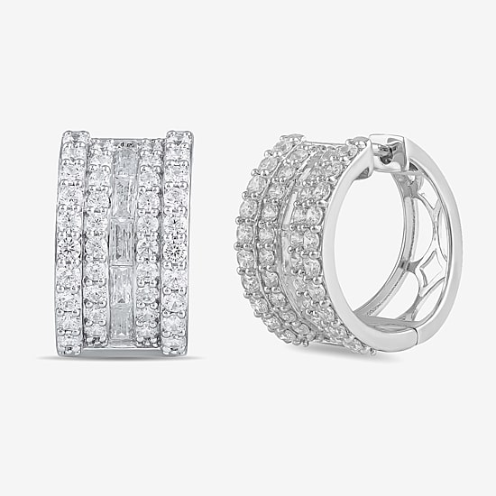 Womens 2 CT. T.W. Lab Grown White Diamond 10K Gold 18.1mm Hoop Earrings