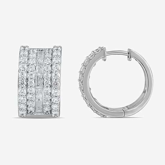 Womens 2 CT. T.W. Lab Grown White Diamond 10K Gold 18.1mm Hoop Earrings