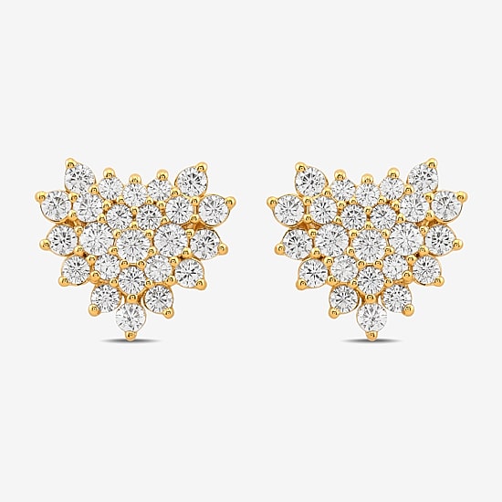 3/4 CT. T.W. Lab Grown White Diamond 10K Gold 10.1mm Heart Stud Earrings