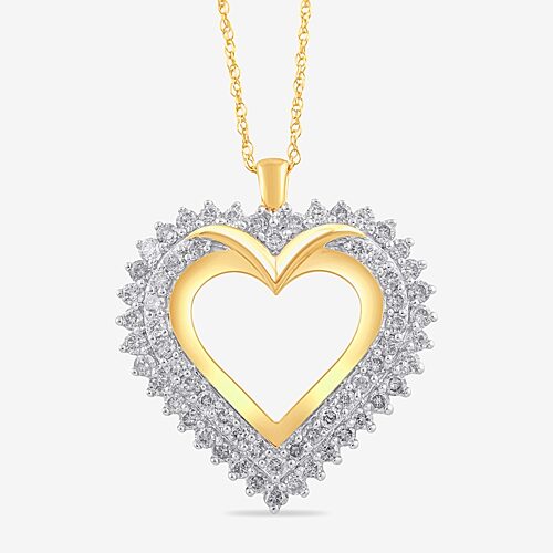 Womens 1 CT. T.W. Lab Grown White Diamond 10K Gold Heart 18 Inch Pendant Necklace, One Size