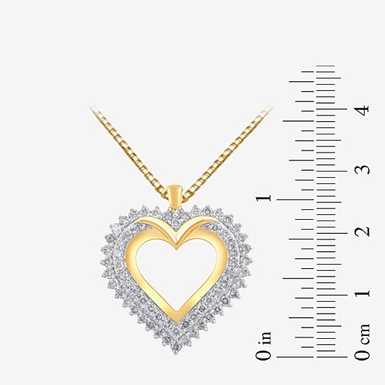 Womens 1 CT. T.W. Lab Grown White Diamond 10K Gold Heart 18 Inch Pendant Necklace